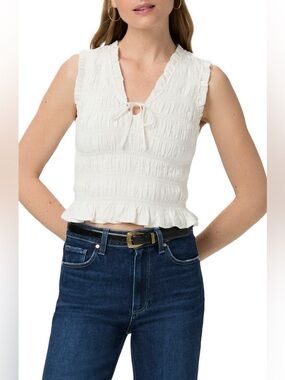 Paige Devi Top Size Small Sleeveless Smocked Shirred Boho Festival Chic